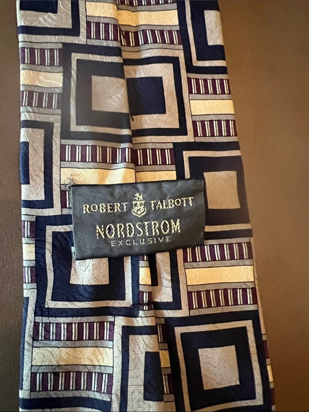 Nordstrom Robert Talbott Navy and Gold Geometric Silk Tie